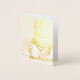 可愛い子猫が手足を伸ばした 箔カード