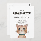 可愛い子猫とバースデーパーティー招待状 ポストカード (正面/裏面)
