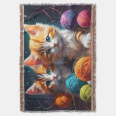 可愛い子猫と毛玉 スローブランケット (正面縦)