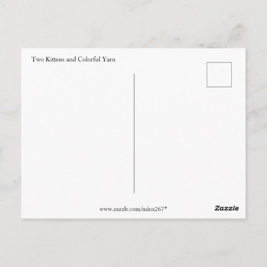 可愛い子猫と毛玉 ポストカード (裏面)