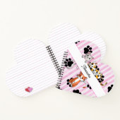 可愛い子猫と足、ピンクのストライプハート型 ノートブック (内部)