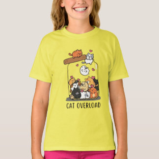 可愛い子猫のグラフィックTシャツ(女の子用) キャットオーバーロード Tシャツ