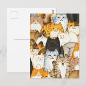 可愛い子猫の手描き柄 ポストカード (正面/裏面)