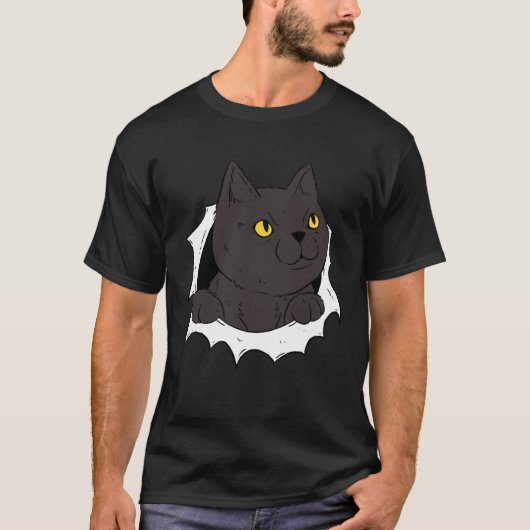 可愛い子猫の破れた布 猫 ネコ好き ねこおばさん Tシャツ (正面)