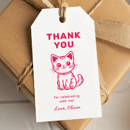 可愛い子猫の色カスタムの女の子の誕生日 ギフトタグ