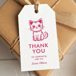 可愛い子猫の色カスタムの女の子の誕生日 ギフトタグ