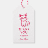 可愛い子猫の色カスタムの女の子の誕生日 ギフトタグ (正面)