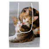可愛い子猫を愛する母猫フォト – ラップ ミディアムペーパーバッグ (裏面)