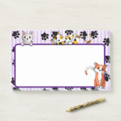 可愛い子猫を手に紫色の10" x 6" ポストイット (デスク)