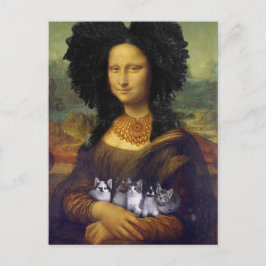 可愛い子猫を抱えたモナ・リサレオナルド・ダ・ヴィンチ ポストカード