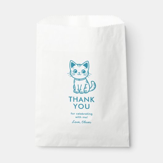 可愛い子猫カスタムの男の子の誕生日 フェイバーバッグ (正面)