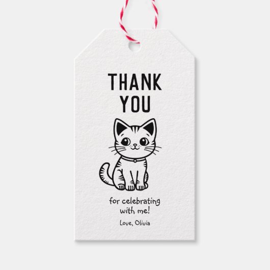 可愛い子猫カスタム色ありがとう ギフトタグ (正面)