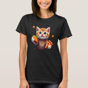 可愛い子猫タコピザラバー宇宙ティーキッテンラバー Tシャツ