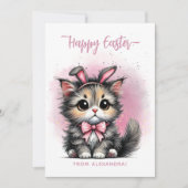 可愛い子猫バニー耳ハッピーイースター シーズンカード (正面)