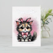 可愛い子猫バニー耳ハッピーイースター 箔シーズンカード (立ち正面)