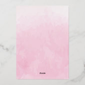 可愛い子猫ピンクの水色の女の子シャワー 箔招待状 (裏面)