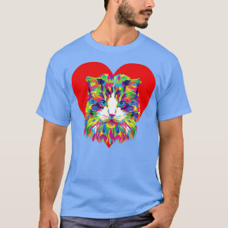 可愛い子猫芸術カラフル子猫 Tシャツ