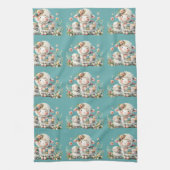 可愛い子羊とフローラとパッチワークのアクセント キッチンタオル (縦)