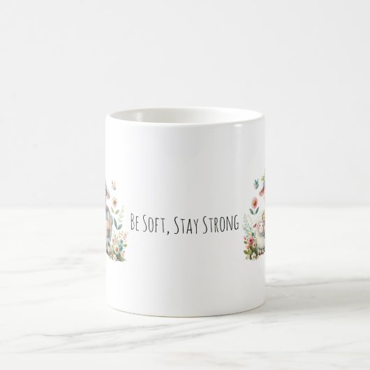 可愛い子羊とフローラとパッチワークのアクセント コーヒーマグカップ (中央)