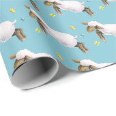 可愛い子羊の水の色のアートパターンをスキップ ラッピングペーパー (ロールコーナー)