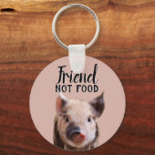 可愛い子豚とフードピンクの友人ビーガン キーホルダー (正面)