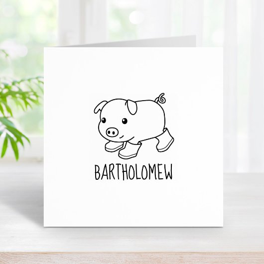 可愛い子豚のゴムブーツ名前をカスタムする ラバースタンプ