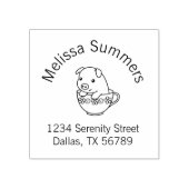 可愛い子豚のテアカップアーチアドレス ラバースタンプ (インプリント)