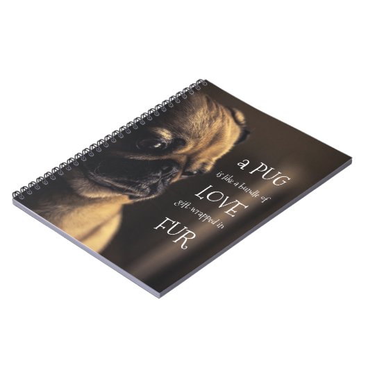 可愛い子豚引用文- A Pugは愛の束 ノートブック (左側)