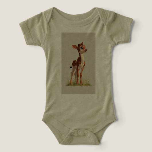可愛い子鹿のキャラクター ベビーTシャツ (デザイン正面)