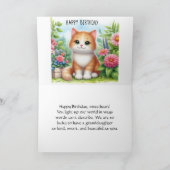 可愛い孫娘キャット&フラワーグリーティングカード カード (内部)