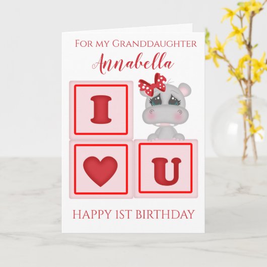 可愛い孫娘ファースト誕生日写真 カード (黄色い花)