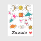 可愛い宇宙とUFOスタンプIPhoneの背面 シール (シート)