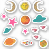 可愛い宇宙とUFOスタンプIPhoneの背面 シール (正面)