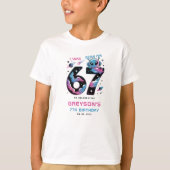 可愛い宇宙の7歳の誕生日 | 六歳と七歳 Tシャツ (正面)