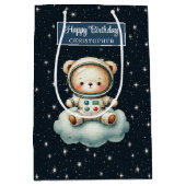 可愛い宇宙エクスプローラー抱き枕for Boy誕生日 ミディアムペーパーバッグ (正面)