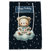 可愛い宇宙エクスプローラー抱き枕for Boy誕生日 ミディアムペーパーバッグ (裏面)