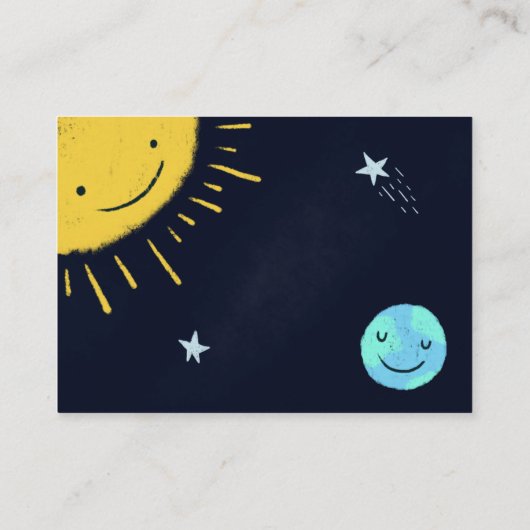 可愛い宇宙テーマ赤ちゃんシャワー予約リクエスト エンクロージャーカード (裏面)