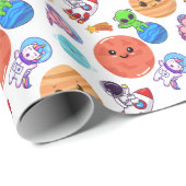 可愛い宇宙柄のラッピング紙 ラッピングペーパー (ロールコーナー)