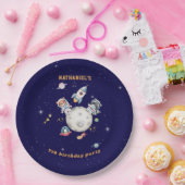 可愛い宇宙森林動物の誕生日 ペーパープレート (パーティー)