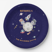 可愛い宇宙森林動物の誕生日 ペーパープレート (正面)