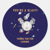 可愛い宇宙森林動物の誕生日 ラウンドシール (正面)