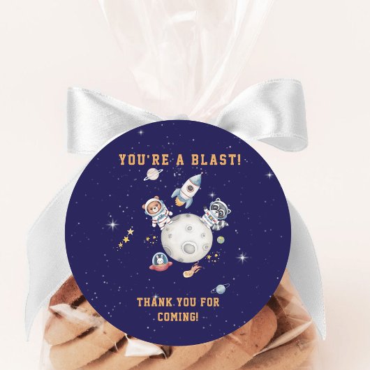 可愛い宇宙森林動物の誕生日 ラウンドシール