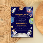 可愛い宇宙森林動物の誕生日 招待状