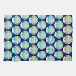 可愛い宇宙生き物とウサギ キッチンタオル