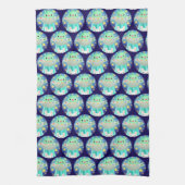 可愛い宇宙生き物とウサギ キッチンタオル (縦)