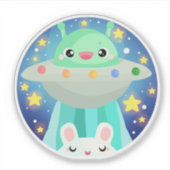 可愛い宇宙生き物とウサギ シール (正面)