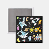 可愛い宇宙飛行士の宇宙・ドードル・キッズ マグネット (正面/裏面)