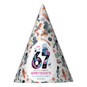 可愛い宇宙7歳の誕生日 | 六歳と七歳向け パーティーハット (正面)