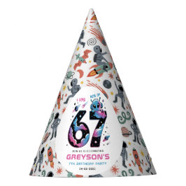 可愛い宇宙7歳の誕生日 | 六歳と七歳向け パーティーハット
