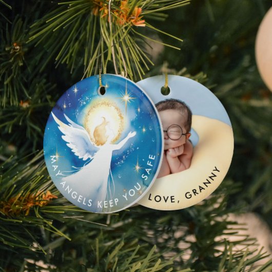 可愛い宗教守護天使の水彩写真 セラミックオーナメント